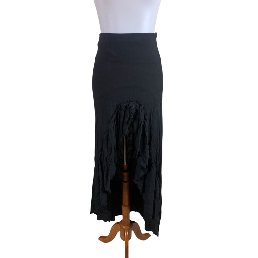 Stillwater Black High Low Ruffle Maxi Skirt Boho Fairy‎ Grunge XS